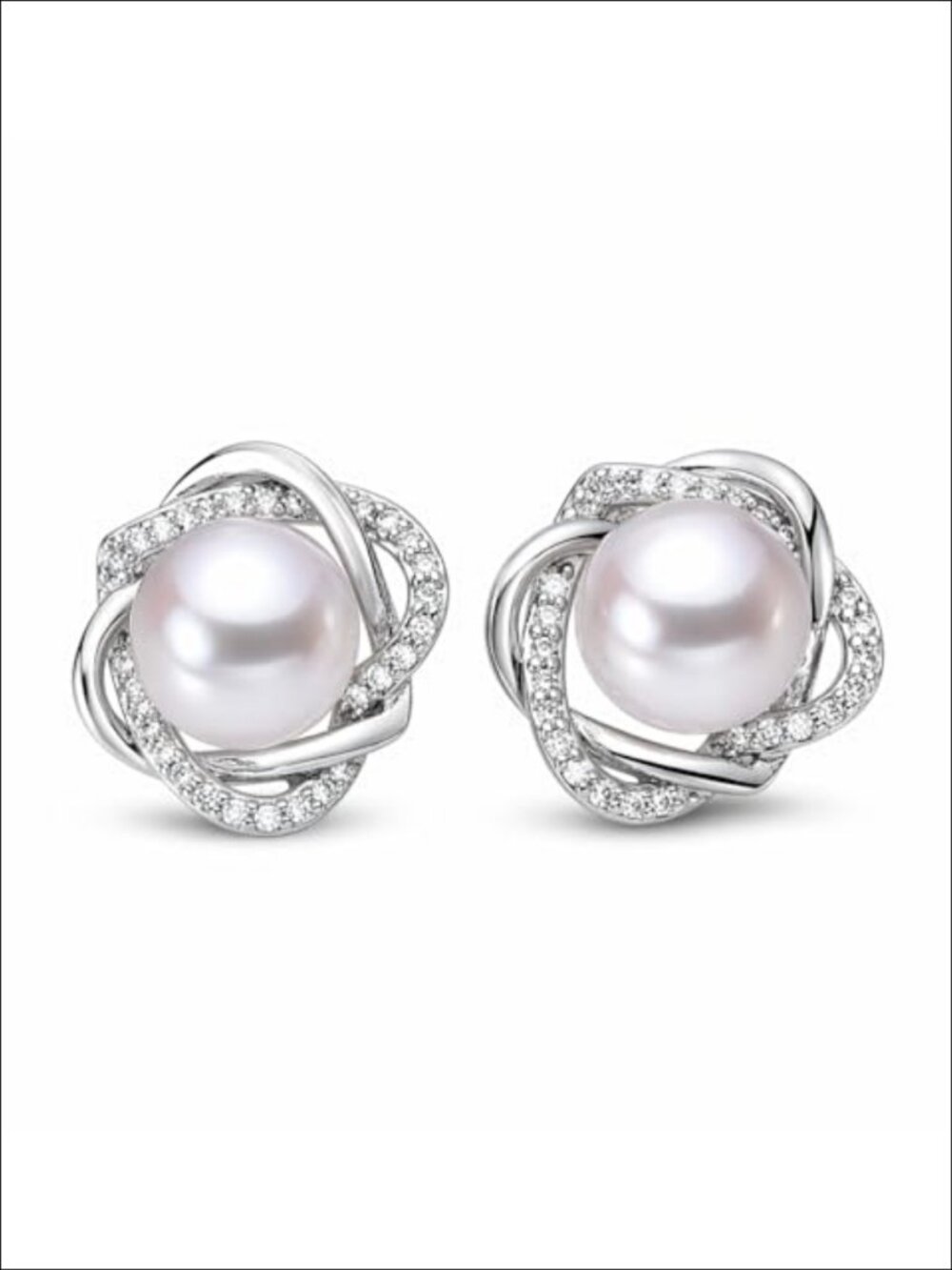 Sterling Silver 8-9mm Freshwater Pearl Stud Earrings Gift for Her